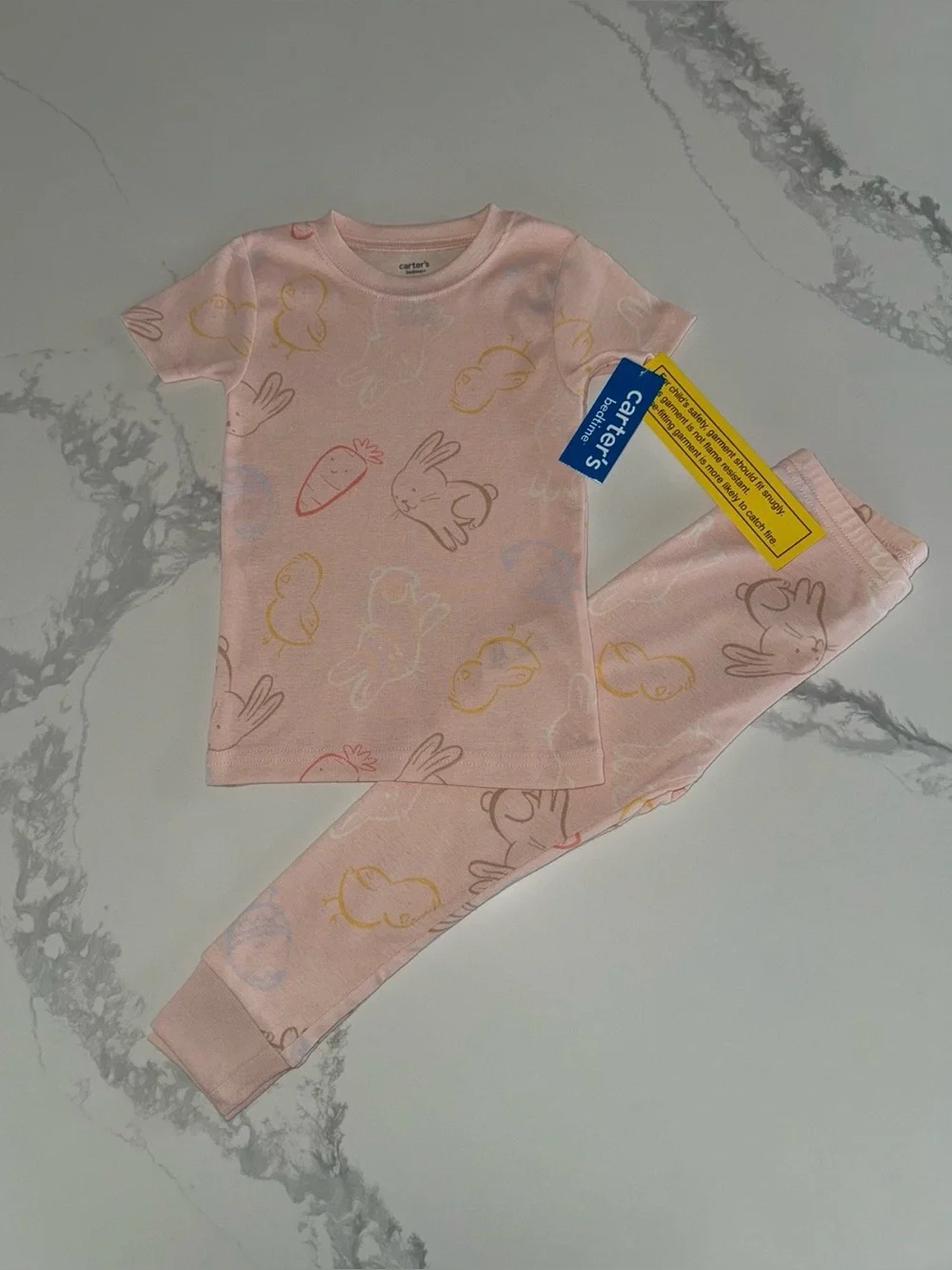 Toddler Girls Pink Easter Bunny Cotton Pajamas Bunnies Chicks 2T